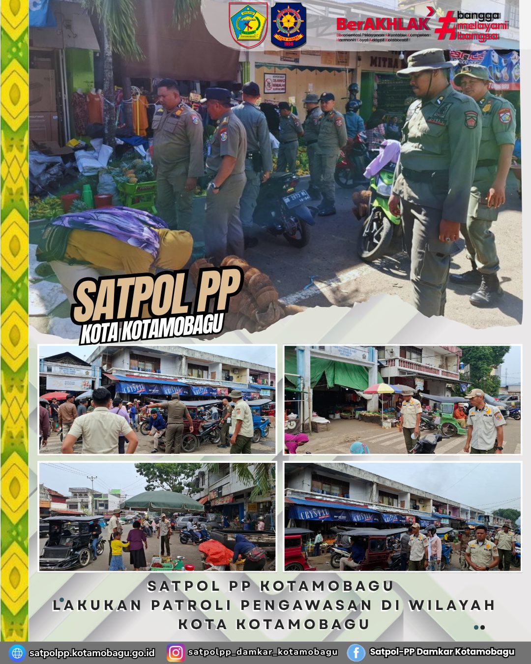 Satpol PP Kotamobagu Intensifkan Pengawasan Pedagang di Area Pasar Secara Persuasif