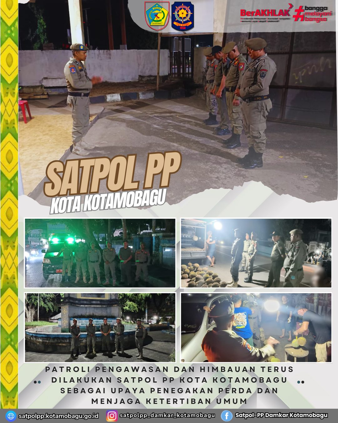 Satpol PP Kota Kotamobagu Laksanakan Patroli Pengawasan dan Himbauan