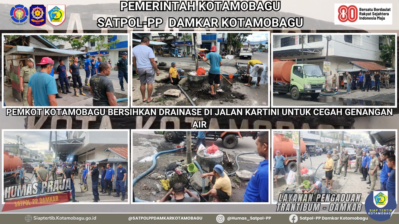 PEMKOT KOTAMOBAGU BERSIHKAN DRAINASE DI JALAN KARTINI UNTUK CEGAH GENANGAN AIR