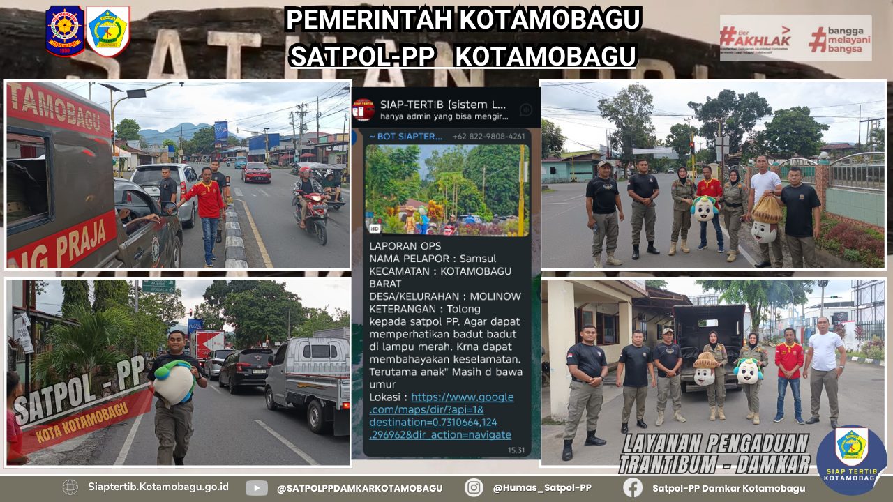 SATPOL PP KOTAMOBAGU TINDAKLANJUTI LAPORAN BADUT DI BAWAH UMUR DI LAMPU MERAH MOLINOW
