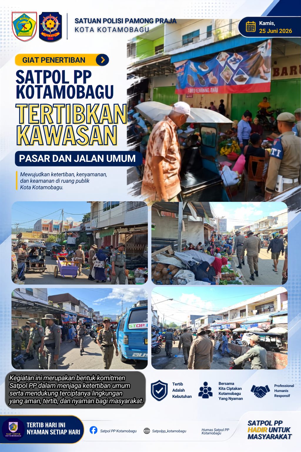 SATPOL PP KOTA KOTAMOBAGU TEGASKAN KOMITMEN MENJAGA KETERTIBAN UMUM