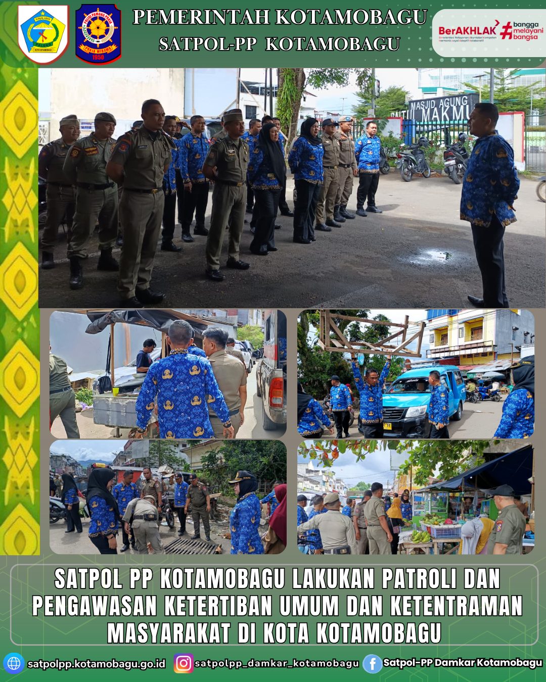 Peringati Hari Korpri, Satpol PP Kotamobagu Tetap Sigap Gelar Patroli Lapangan