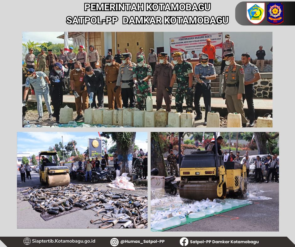 Kapolres Kotamobagu Pimpin Pemusnahan Barang Bukti Ratusan Minuman Keras dan Knalpot Brong