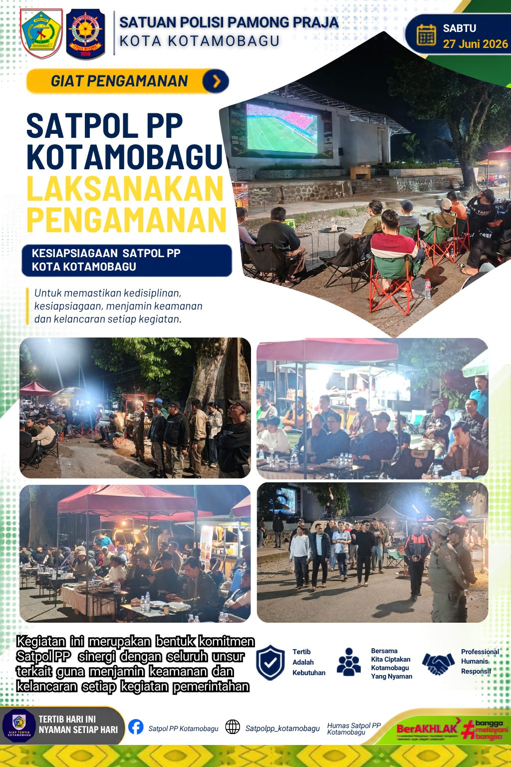 Satpol PP Kotamobagu Laksanakan Pengamanan Kegiatan Nonton Bareng Bersama Pemerintah Daerah dan Forkopimda