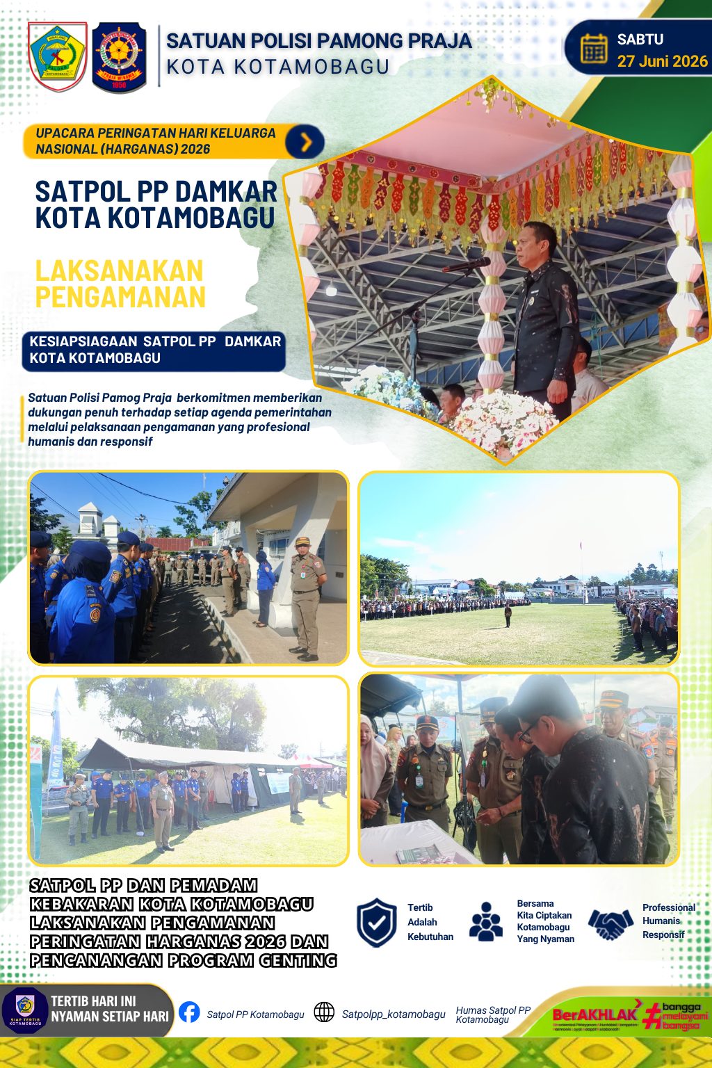 SATPOL PP DAN PEMADAM KEBAKARAN KOTA KOTAMOBAGU LAKSANAKAN PENGAMANAN HARGANAS 2026 DAN SOSIALISASIKAN APLIKASI SIAP TERTIB