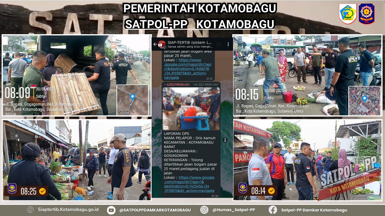 Meski Akhir Pekan Satpol PP Kotamobagu Tetap Tertibkan PKL di Gogagoman