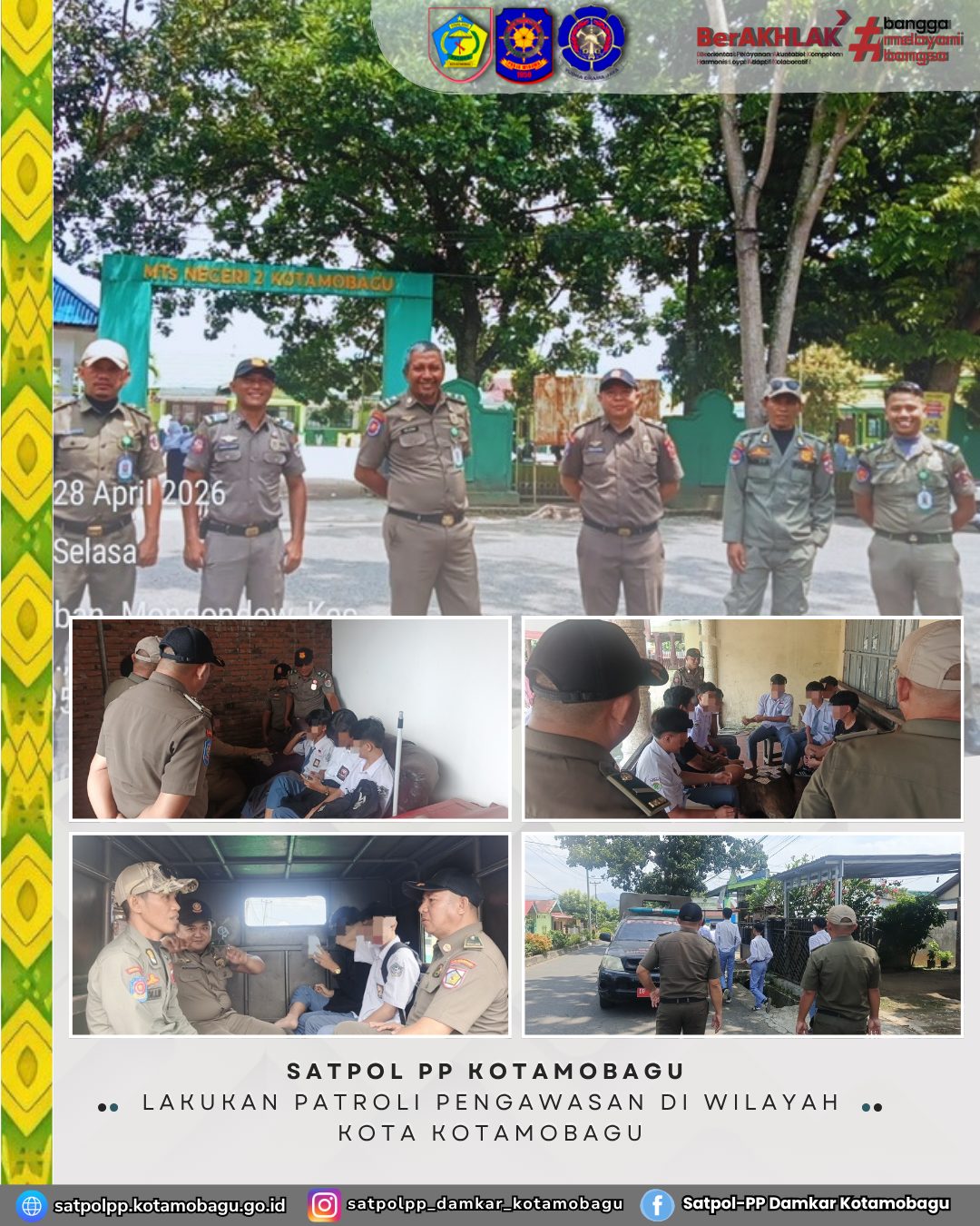 Satpol PP Kotamobagu Intensifkan Patroli, Siswa Nongkrong hingga Bermain Kartu Saat Jam Sekolah Diamankan