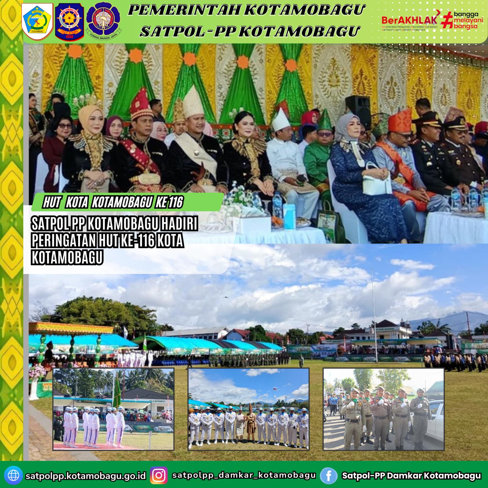 Satpol PP Kotamobagu Hadiri Peringatan HUT ke-116 Kota Kotamobagu