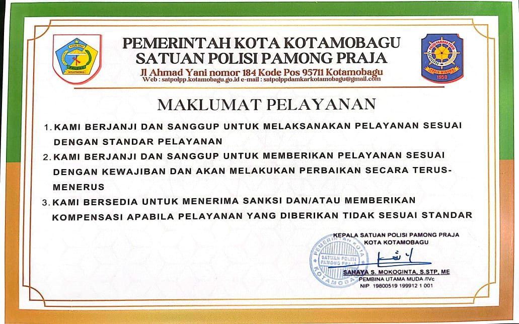 Satpol PP Kotamobagu Tetapkan Maklumat Pelayanan untuk Tingkatkan Kualitas Layanan Publik
