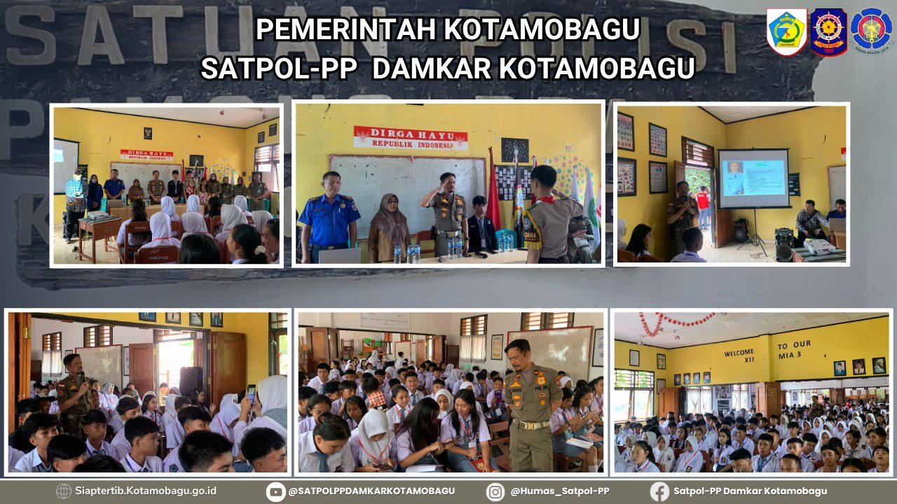  Kasat Pol PP Kota Kotamobagu Hadir Di SMAN 3 Kotamobagu Untuk Memberikan Himbauan Dan Pembinaan Melalui Program Aplikasi SIAP TERTIB